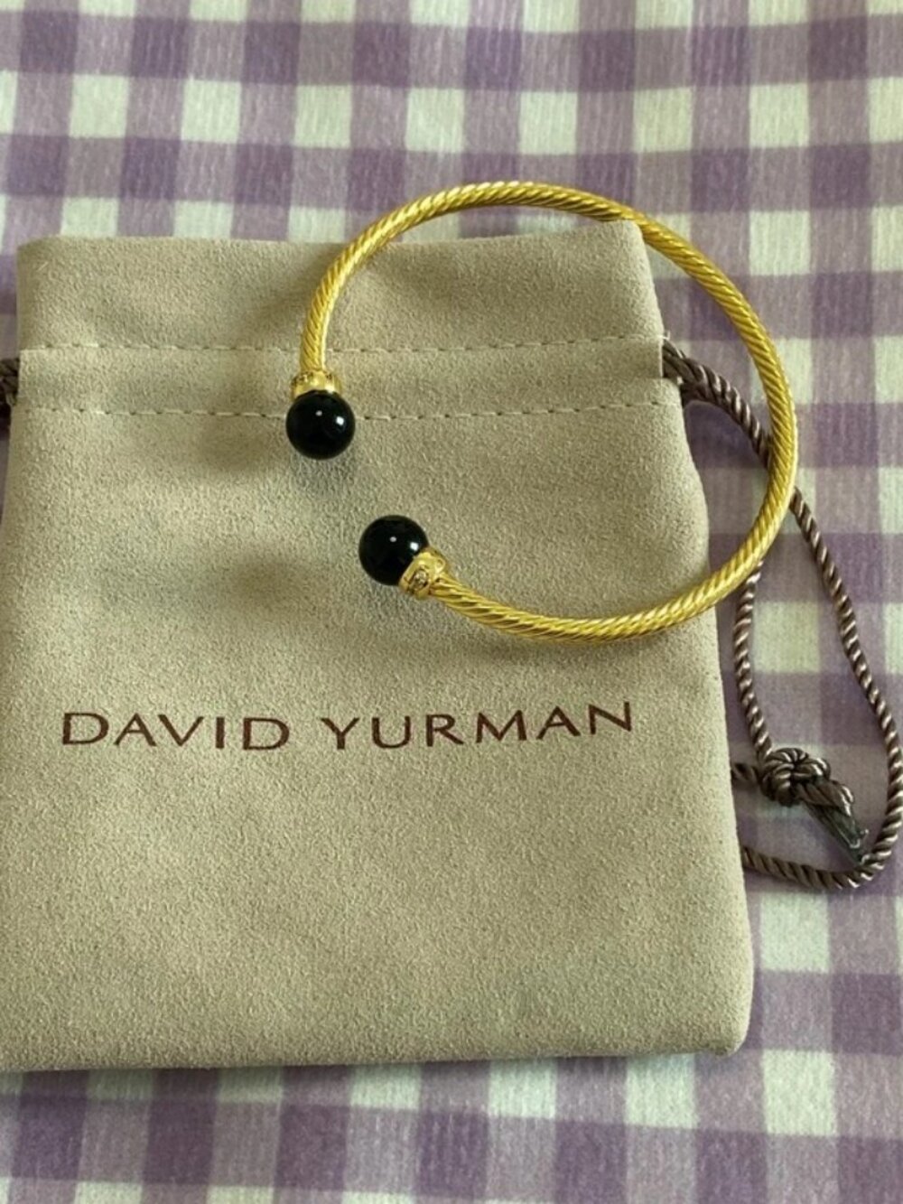David Yurman Black Onyx Gold Twisted Cord Bracelet 18K.3mm